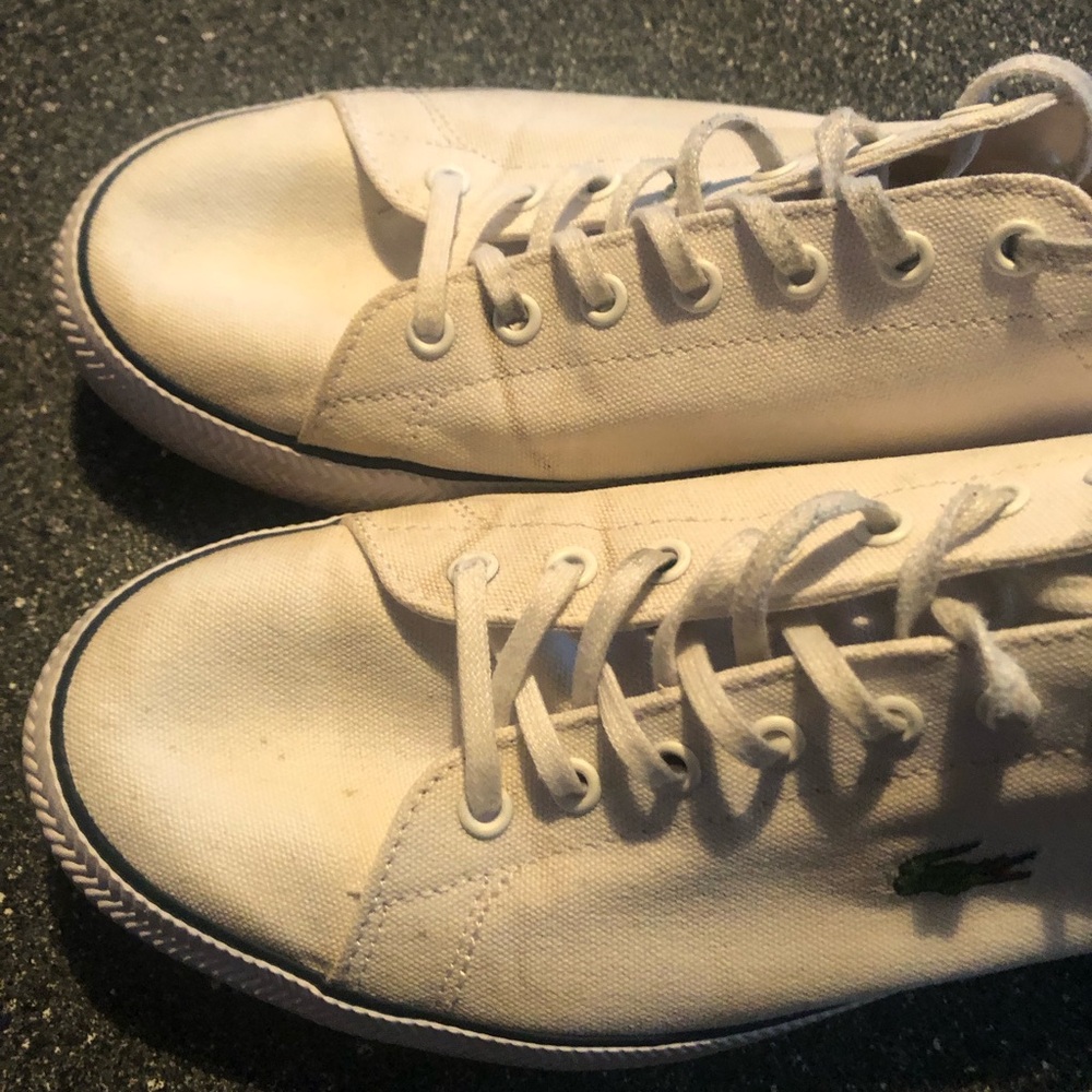 Lacoste White Canvas Sneakers size 10.5 - Picture 8 of 15